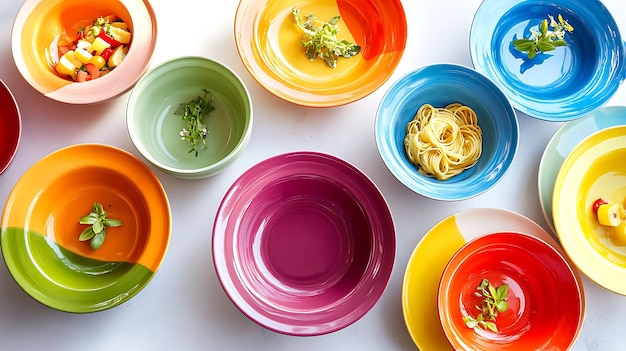 Zestaw kolorowych dań